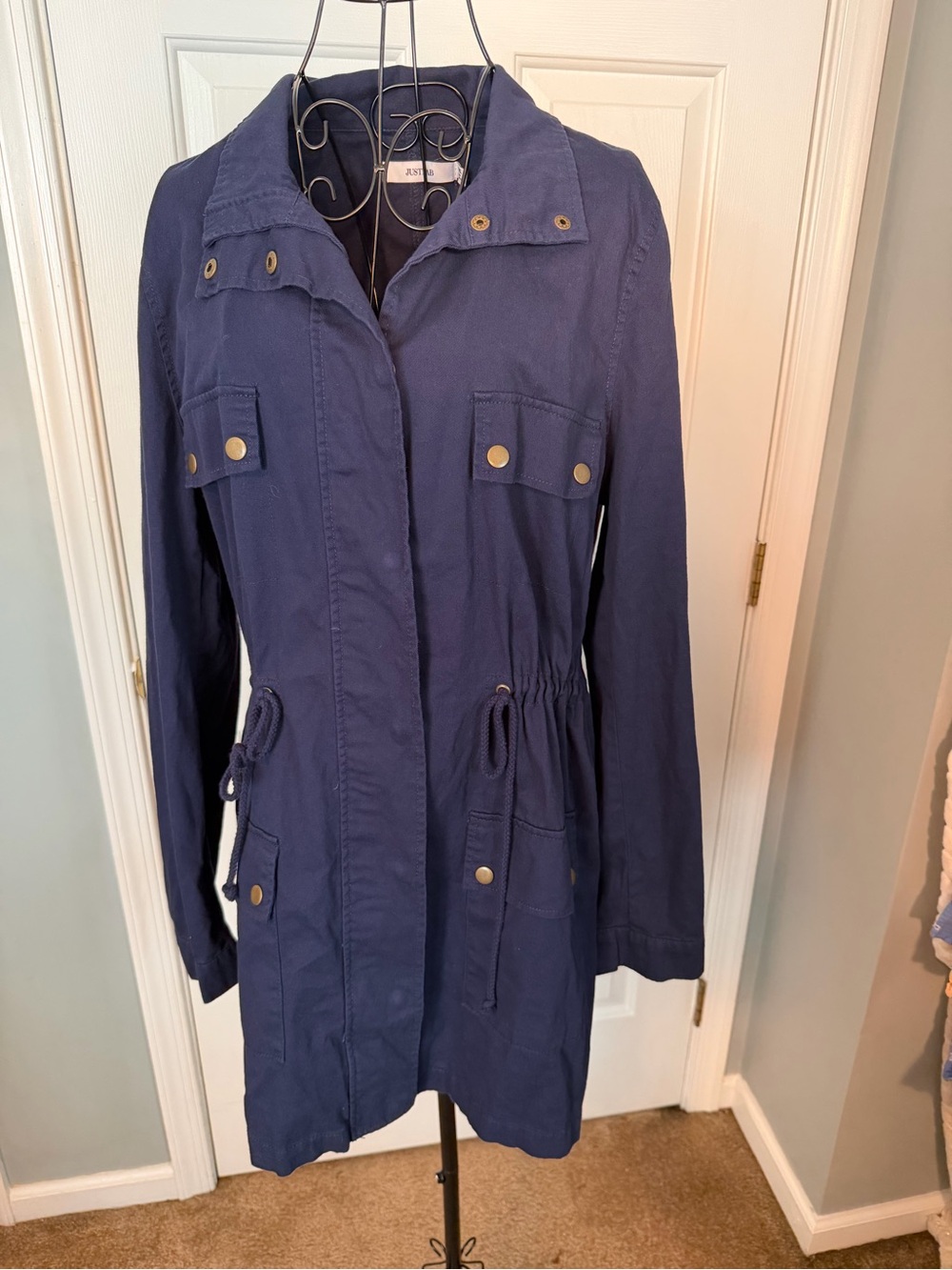 JustFab Navy Drawstring Utility Jacket